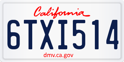 CA license plate 6TXI514