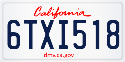 CA license plate 6TXI518