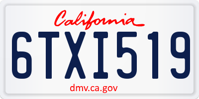 CA license plate 6TXI519