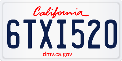 CA license plate 6TXI520
