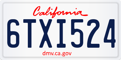 CA license plate 6TXI524