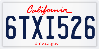 CA license plate 6TXI526