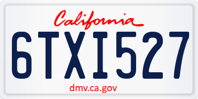 CA license plate 6TXI527