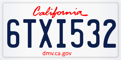 CA license plate 6TXI532