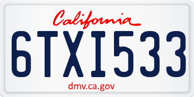 CA license plate 6TXI533