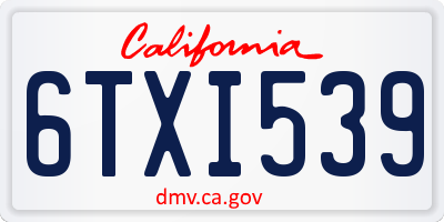 CA license plate 6TXI539
