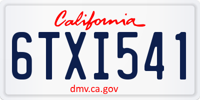 CA license plate 6TXI541
