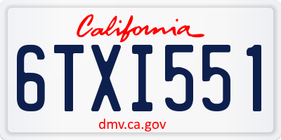 CA license plate 6TXI551