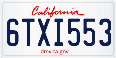 CA license plate 6TXI553