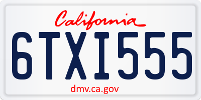 CA license plate 6TXI555