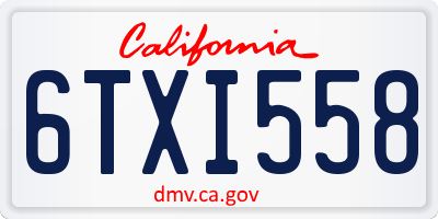 CA license plate 6TXI558