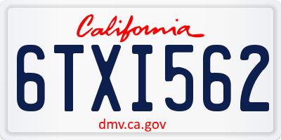 CA license plate 6TXI562