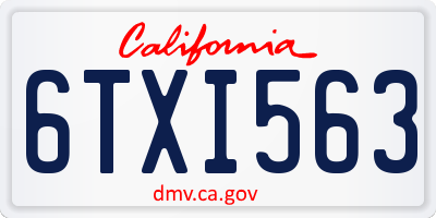 CA license plate 6TXI563