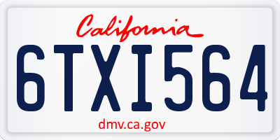 CA license plate 6TXI564