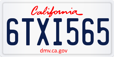 CA license plate 6TXI565