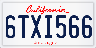 CA license plate 6TXI566