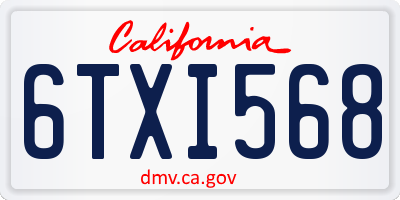 CA license plate 6TXI568
