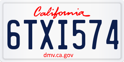 CA license plate 6TXI574