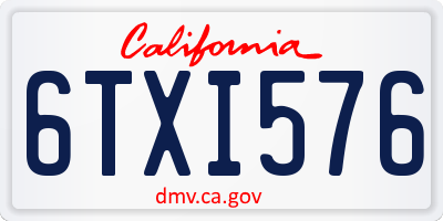 CA license plate 6TXI576