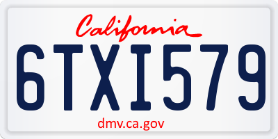 CA license plate 6TXI579
