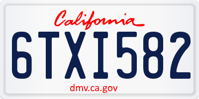 CA license plate 6TXI582
