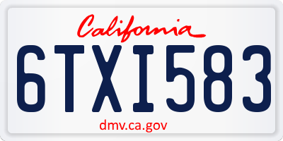 CA license plate 6TXI583