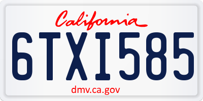 CA license plate 6TXI585