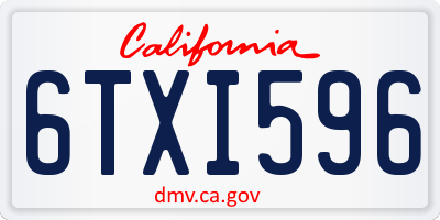 CA license plate 6TXI596