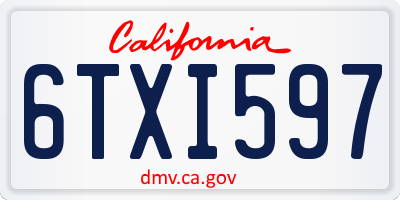 CA license plate 6TXI597