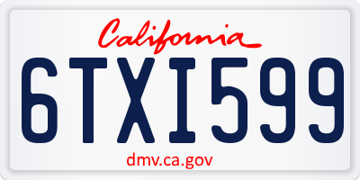 CA license plate 6TXI599