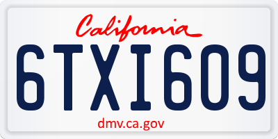 CA license plate 6TXI609