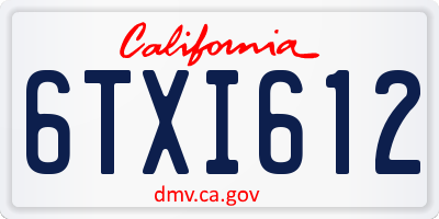 CA license plate 6TXI612