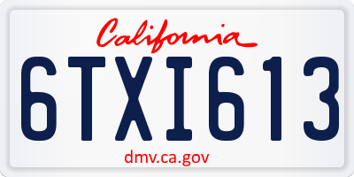 CA license plate 6TXI613