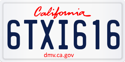 CA license plate 6TXI616