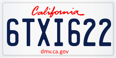 CA license plate 6TXI622