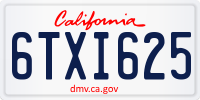 CA license plate 6TXI625