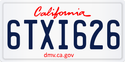 CA license plate 6TXI626