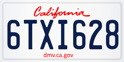 CA license plate 6TXI628