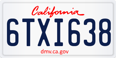 CA license plate 6TXI638