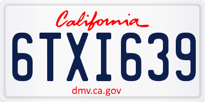 CA license plate 6TXI639