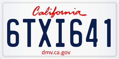 CA license plate 6TXI641