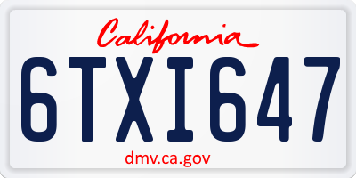 CA license plate 6TXI647