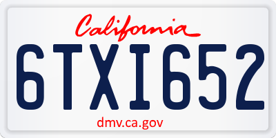 CA license plate 6TXI652