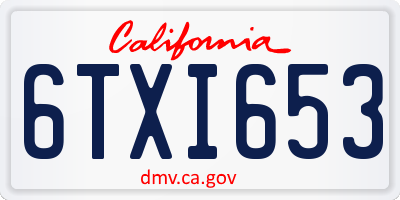 CA license plate 6TXI653