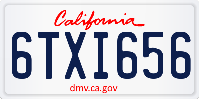 CA license plate 6TXI656