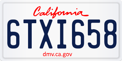 CA license plate 6TXI658