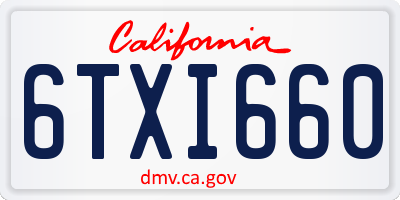 CA license plate 6TXI660