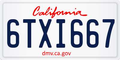 CA license plate 6TXI667