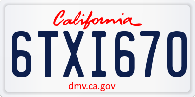 CA license plate 6TXI670