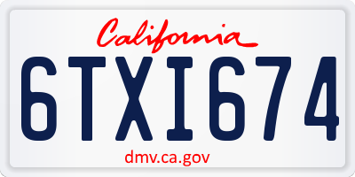 CA license plate 6TXI674